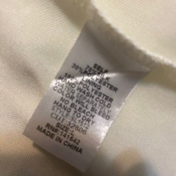 Fab'rik White Leaf Print Silk Blend bell sleeves dress, size L - Picture 6 of 6